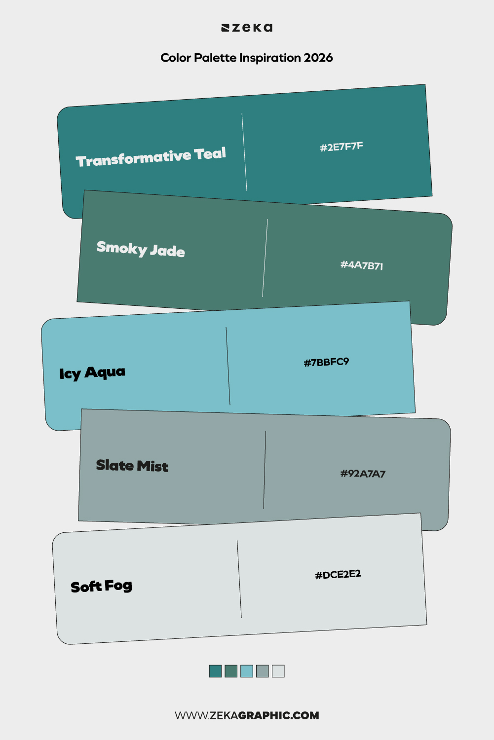 02 Smoky Teal Focus Color Palette Inspiration — #2E7F7F #4A7B71 #7BBFC9 #92A7A7 #DCE2E2-100