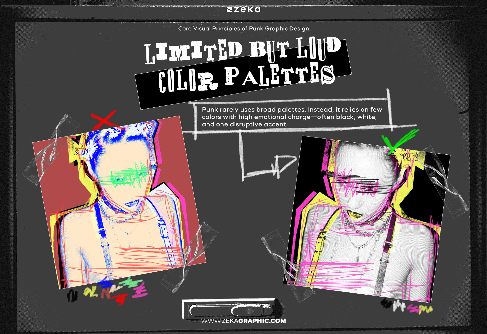Core Visual Principles of Punk Graphic Design Limited but Loud Color Palettes