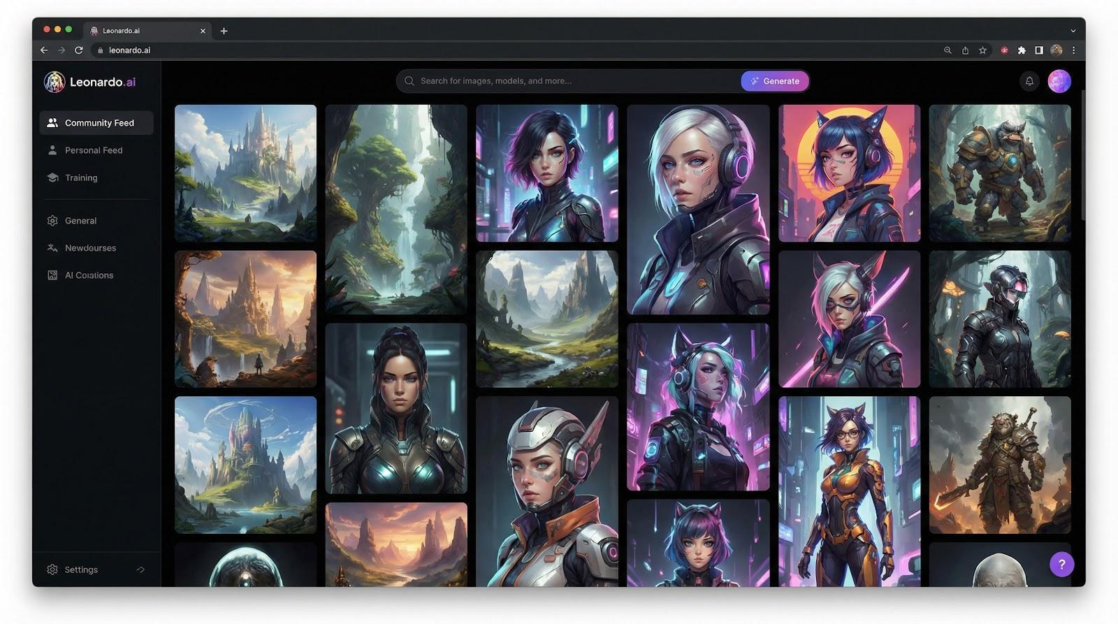 Leonardo AI image generator dashboard screenshot