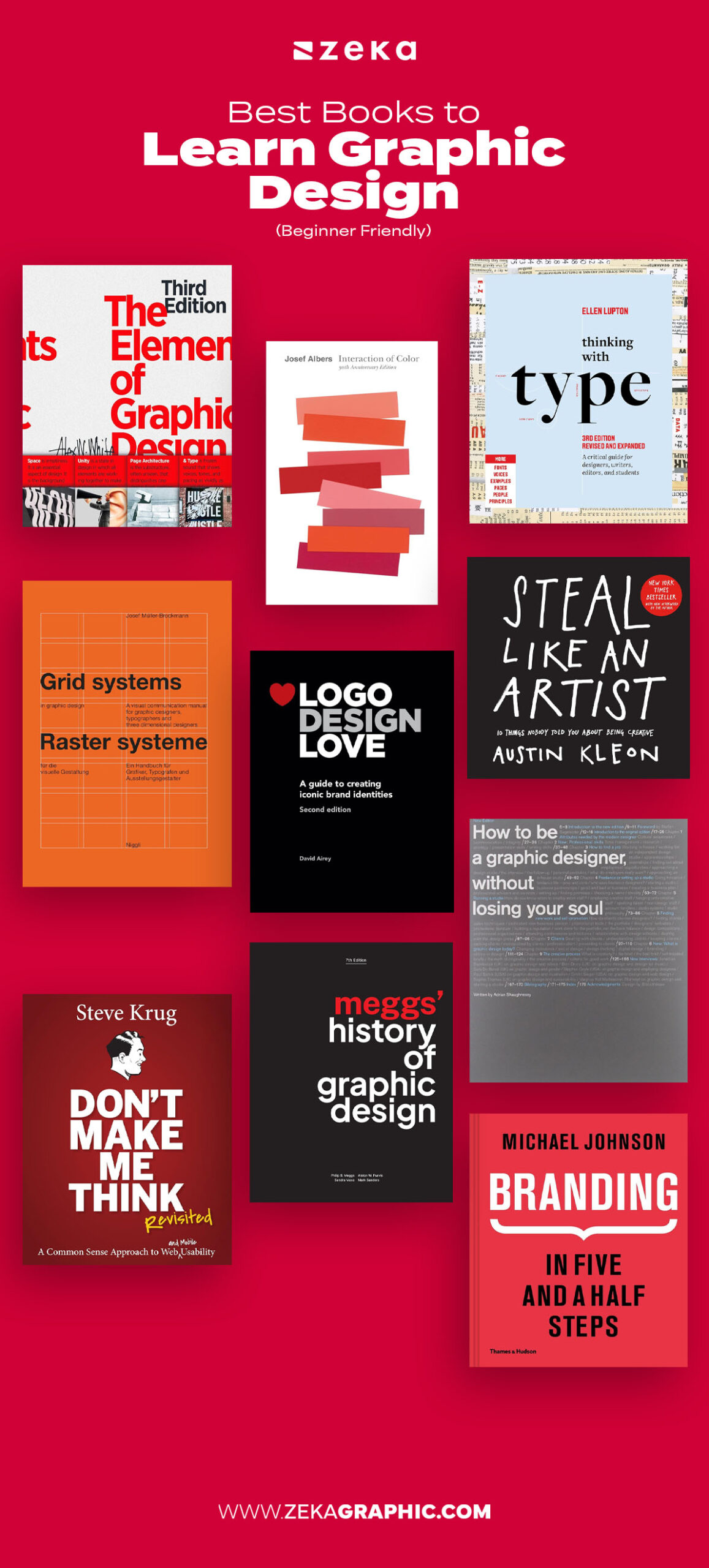 Best books to learn graphic design infographic