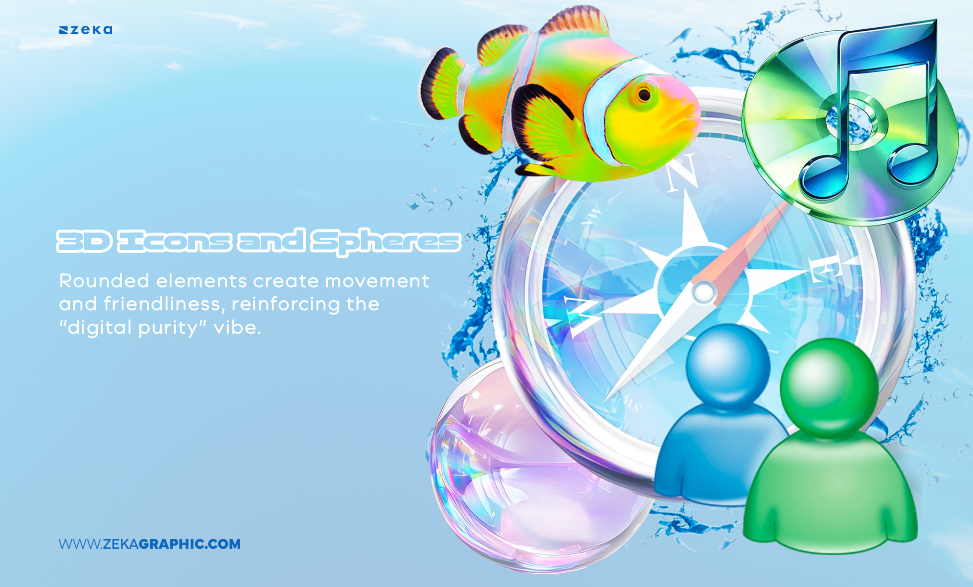 Key Characteristics of Frutiger Aero 3D Icons and Spheres